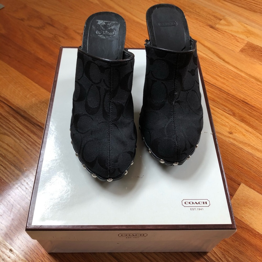 Black Coach Heels/Mules/Clogs - Picture 5 of 8